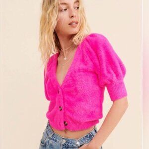 URBAN OUTFITTERS FOR LOVE & LEMONS CHATEAU SHORT SLEEVE PINK CARDIGAN XS NWT